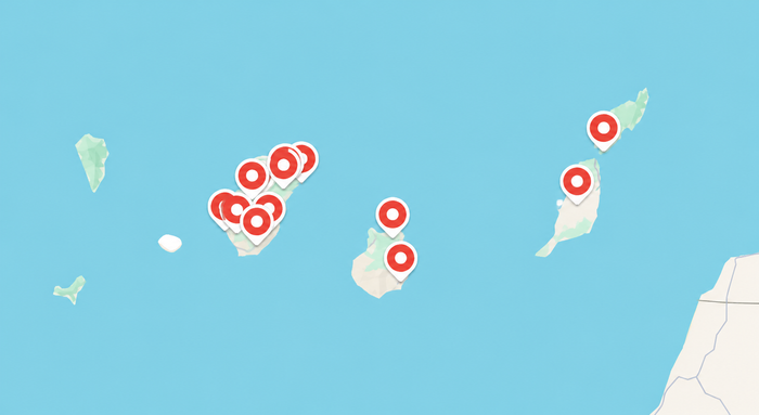 Mapa con las ubicaciones de urbex en Islas Canarias