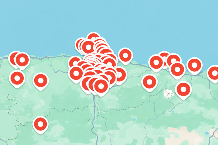 Mapa con las ubicaciones de urbex en Asturias