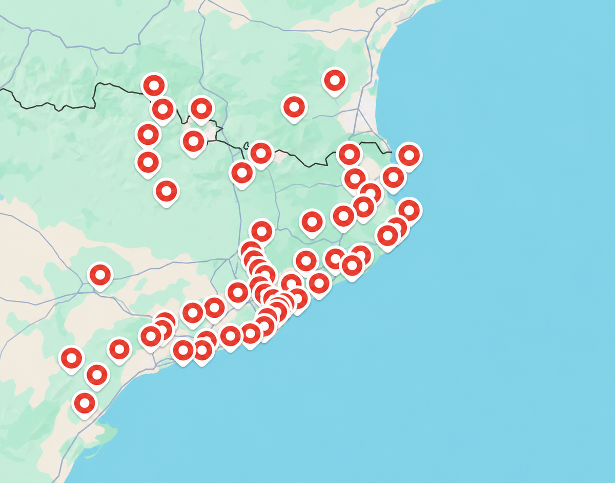 Mapa con las ubicaciones de urbex en Cataluña