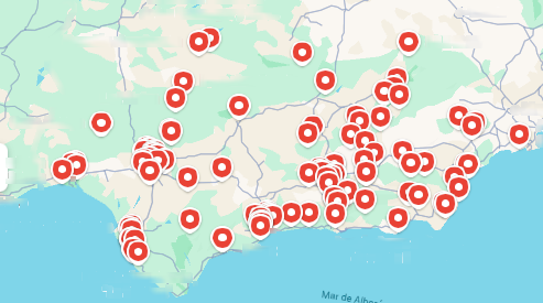 Mapa de ubicaciones abandonadas en Andalucía