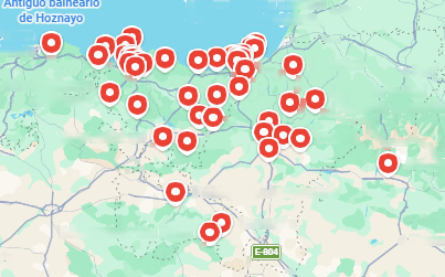 Mapa de ubicaciones abandonadas en Euskadi y Navarra