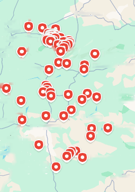 Mapa de ubicaciones abandonadas en Extremadura