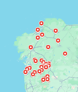 Mapa de ubicaciones abandonadas en Galicia